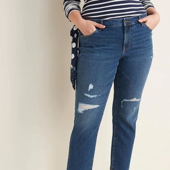 New Mid-Rise Power Slim Straight Distressed Jeans - Picture 5 of 6